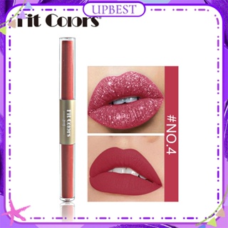 ♕ Fit Colours Double-headed Matte Pearl Lip Gloss Matte Velvet Smooth Pearlescent ลิปสติก Easy To Colour Long Lasting Face Makeup UPBEST