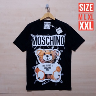 Kaos เสื้อยืด MOSCHINO SAFETY PIN TEDDY TEE เวอร์ชั่นที่ดีที่สุด สีดํา ไซซ์ใหญ่ M L XL XXL