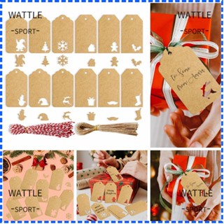 Wattle ป้ายฉลาก รูปต้นคริสต์มาส ซานตาคลอส สโนว์แมน DIY สําหรับแขวนตกแต่งต้นคริสต์มาส 48 96 144 ชิ้น