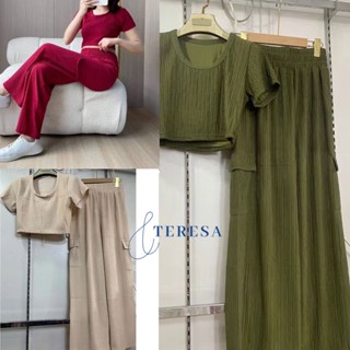 พร้อมส่ง ชุดเซ็ท 2 ชิ้น เเฟชั่นสไตล์เกาหลี เสื้อ+กางเกงขายาว