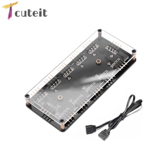 Tcuteit ฮับพัดลมระบายความร้อน 12V 4-Pin 1 เป็น 10 RGB ไฟ LED สําหรับคอมพิวเตอร์ AURA