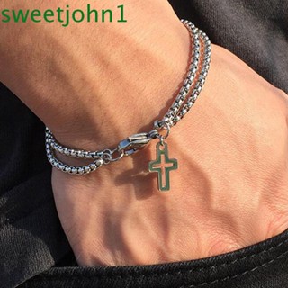 Sweetjohn สร้อยข้อมือสเตนเลส จี้ก้ามปูกลวง สไตล์ฮิปฮอป