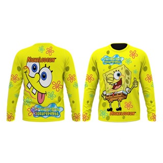 เสื้อยืดแขนยาว ผ้าฝ้าย ลายทีมชาติไทย SPONGEBOB 3 มิติ สําหรับผู้ชาย