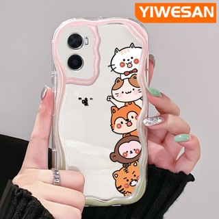 เคสโทรศัพท์มือถือแบบนิ่ม ใส กันกระแทก ลายการ์ตูนสัตว์น่ารัก สีครีม สําหรับ OPPO A76 A96 A36