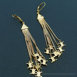 0905YWJB New Gold-Plated Arc De Triomphe Long Fringe Earrings European and American Fashion Vintage Punk Style Personalized Ear Clips Earrings B1GI