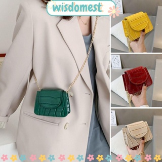 Wisdomest กระเป๋าสะพายไหล่ กระเป๋าเมสเซนเจอร์ หนัง PU ทรงสี่เหลี่ยม ขนาดเล็ก แบบพกพา สีพื้น สําหรับผู้หญิง