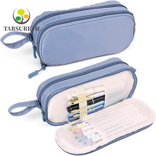 Tarsureth กระเป๋าเครื่องเขียน ผ้าฝ้าย และผ้าป่าน สีเทา สีฟ้า สําหรับสํานักงาน