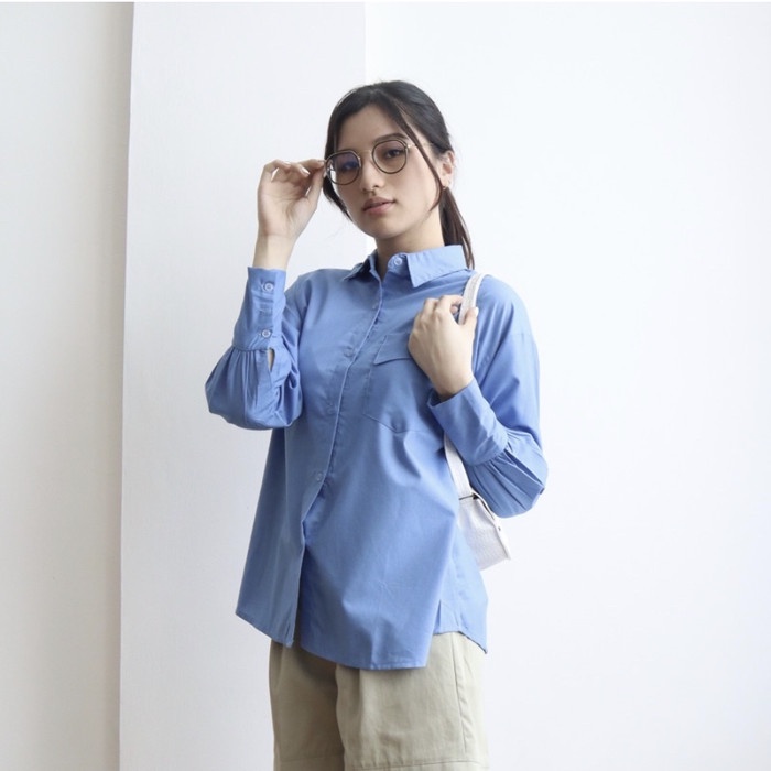 LOUI SHIRT OVERSIZED PUFFY SLEEVE MSMO - azzure