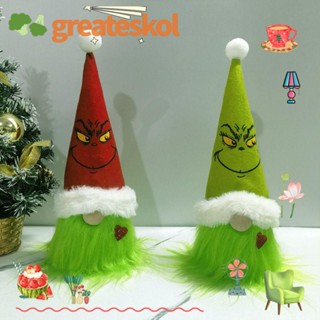 Greateskol ตุ๊กตาโนมไร้หน้า ขนนิ่ม สีเขียว สําหรับตกแต่งบ้าน คริสต์มาส