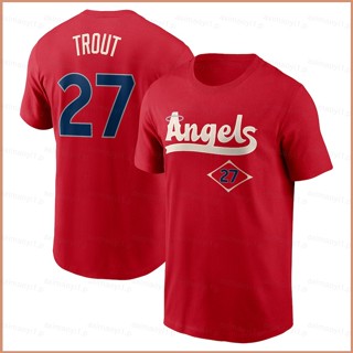 เสื้อยืดแขนสั้น พิมพ์ลาย Los Angeles Angels Trout 23 MLB พลัสไซซ์ สําหรับผู้ชาย และผู้หญิง