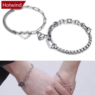 Hotwind สร้อยข้อมือสเตนเลส แม่เหล็ก จี้หัวใจ โรแมนติก สร้างสรรค์ เครื่องประดับแฟชั่นคู่รัก สําหรับผู้หญิง ผู้ชาย I8Q7 1 ชิ้น