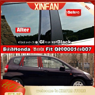 Xinfan สติกเกอร์คาร์บอนไฟเบอร์ สีดําวาว สําหรับ Honda Jazz Fit GD GE GK GS GR 2001-2022 6 ชิ้น