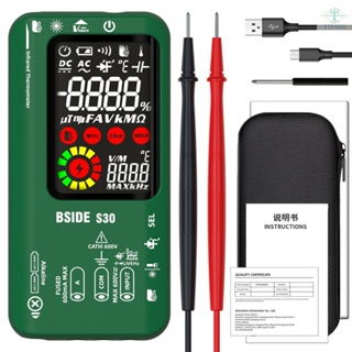 BSIDE 4in1 Digital Multimeter Infrared Thermometer Electric Test Pen Circuit Analyzer Detector 3.5inch LCD Color Display Handheld Multimeter True RMS 9999 Professional Voltage Capacitance Resistance Frequency Diode Duty Cycle Tester Live Wire Recogni