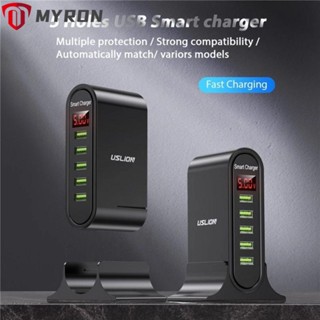 Myron 5 in 1 อะแดปเตอร์ที่ชาร์จ USB ปลั๊ก EU US 5 พอร์ต หน้าจอ LED ABS สําหรับโทรศัพท์มือถือ