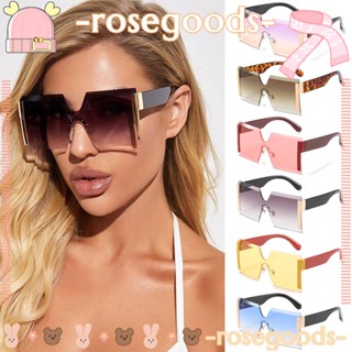 Rose แว่นกันแดดแฟชั่น ทรงสี่เหลี่ยม ขนาดใหญ่ สีแคนดี้ UV400