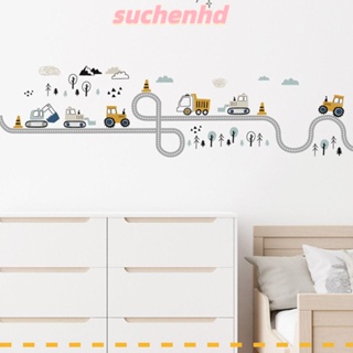 Suchenhd สติกเกอร์ติดผนังห้องเด็ก สติกเกอร์ติดผนังรถ ถอดออกได้ กันน้ํา การ์ตูน PVC หลากสี สติกเกอร์ห้องนอน ห้องเด็กเนอสเซอรี่