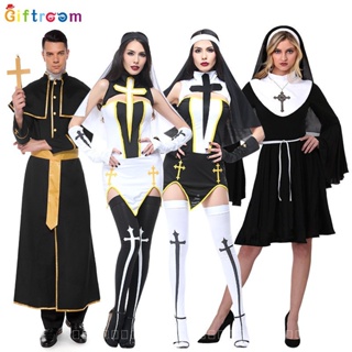 [0714]SHWZ-COS-QZZ Adult Jesus Costume Church Clothing Missionary Clerical Dress Priest Nun Maria Dress Short Skirt Gift  Animation  Comic  Halloween  Parent-child clothing COSPLAY