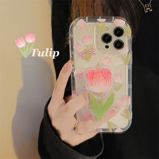 Yiki|เคสโทรศัพท์มือถือ TPU นิ่ม ลายดอกไม้ ดอกทิวลิป สีชมพู สําหรับ OPPO A17 A17K A16 A16K A15 A7 A5S A5 A3S A8 A31 2020 A52 A92 A5 A9 2020 A1K R17