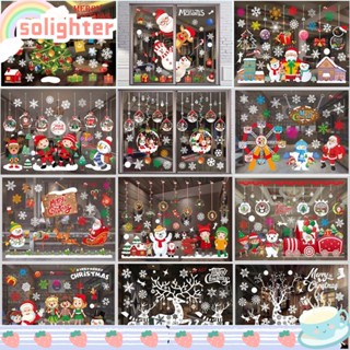 Solighter สติ๊กเกอร์ Merry Christmas ลอกออกได้สําหรับติดตกแต่งกระจกหน้าต่างเทศกาลคริสต์มาส