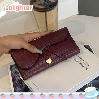 Solighter กระเป๋าสตางค์ กระเป๋าคลัทช์ หนัง PU ใส่บัตรได้หลายใบ สําหรับผู้หญิง