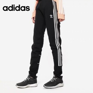 Adidas ของแท้ 100% กางเกงขายาวลําลอง มีซิป ลายทาง สไตล์วินเทจ สําหรับสตรี DP8580