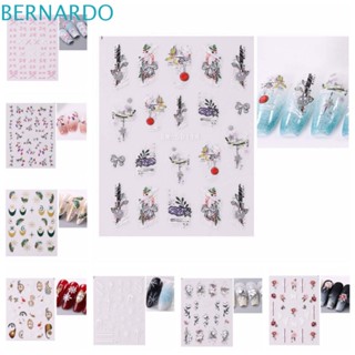 Bernardo สติกเกอร์ตกแต่งเล็บ ลายดอกกุหลาบ ใบไม้ คริสต์มาส สไตล์ญี่ปุ่น DIY