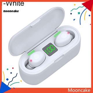 Moon* F9 หูฟังบลูทูธไร้สาย หน้าจอ LED แบบพกพา 50 ชิ้น พร้อมเคสชาร์จ