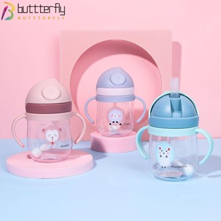 Buttterfly ถ้วยให้อาหารเด็ก กีฬา แบบพกพา การ์ตูน กันรั่ว ถ้วยน้ํา