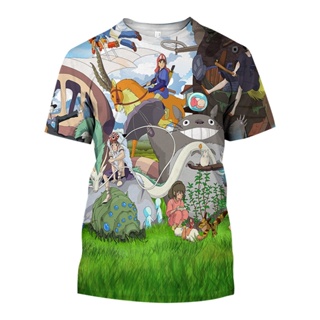 เสื้อยืดแขนสั้นลําลอง คอกลม พิมพ์ลายการ์ตูนอนิเมะ My Neighbor Totoro 3 มิติ สําหรับเด็กผู้ชาย และเด็กผู้หญิง