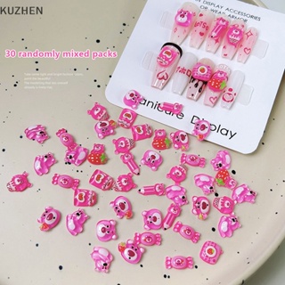 [FunnyHouse] อุปกรณ์ตกแต่งเล็บเรซิ่น ลายหมีสีชมพู สตรอเบอร์รี่ 3D DIY 30 ชิ้น