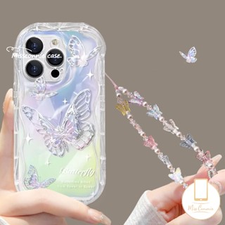 เคสโทรศัพท์มือถือแบบนิ่ม ลายผีเสื้อ 3D พร้อมสายคล้อง สําหรับ Redmi 9 A1 10A A2 9A 9T 12C 10C 9C NFC POCO M3 X5 Redmi Note 9 10s 8 11s 12 11 10 Pro Max MI 11