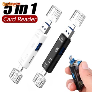 5 in 1 อะแดปเตอร์การ์ดรีดเดอร์ Type-C Micro TF USB 2.0 OTG สําหรับแล็ปท็อป Android IOS คอมพิวเตอร์