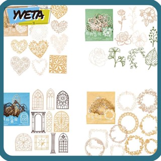 Yveta กระดาษคัตเอาท์ 4 แบบ ลายผีเสื้อ ดอกไม้ สไตล์วินเทจ DIY สําหรับตกแต่งสมุดภาพ กรอบหน้าต่าง 40 ชิ้น