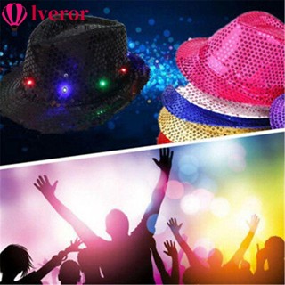 Lveror หมวกแจ๊ส ไฟกระพริบ Led Fedora Trilby แฟชั่น สําหรับเต้นรํา