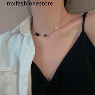 Mxfashione สร้อยคอลูกปัดเหล็กไทเทเนียม รูปตาแมว สไตล์เกาหลี เรโทร หรูหรา