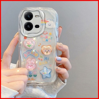 เคสโทรศัพท์มือถือ tpu นิ่ม แบบใส ลายก้อนเมฆ หมีน้อย พร้อมตุ๊กตา สําหรับ Vivo V25 V25E V25 5G TY