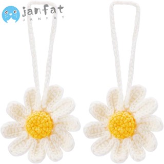 Janfat จี้ห้อยกระเป๋า ผ้าวูล ลายดอกเดซี่ สีขาว สําหรับตกแต่งรถยนต์ 2 ชิ้น