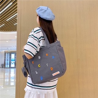 ifashionbag(IF1928)กระเป๋าผ้าแคนวาสงานปัก สะพายไหล่ แบบหนามีกระเป๋าใส่เหรียญ