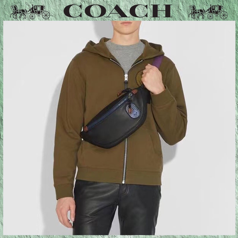 【Coach】Classic leather mens bag sports bag กระเป๋าคาดอก  (กระเป๋าผู้ชาย)