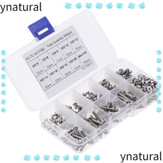 Ynatural ชุดสกรูเมตริก สเตนเลส 304 M3 9 ขนาด พร้อมกล่องเก็บ 5-20 มม. 340 ชิ้น