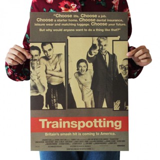 โปสเตอร์กระดาษคราฟท์ ลาย Trainspotting สไตล์วินเทจ สําหรับตกแต่งภายใน บาร์ คาเฟ่