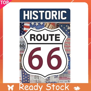 ภาพวาดเหล็ก ทรงสี่เหลี่ยมผืนผ้า ลาย ROUTE 66 สไตล์วินเทจ ขนาด 20x30 ซม. สําหรับตกแต่งผนังบ้าน