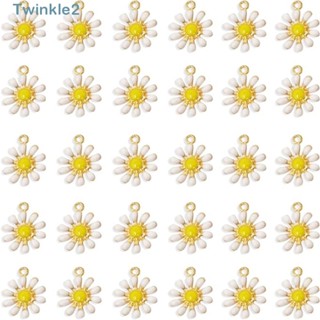 Twinkle จี้ดอกเดซี่น่ารัก โลหะผสม พร้อมห่วง 0.63*0.47 นิ้ว ทนทาน สําหรับผู้หญิง 50 ชิ้น