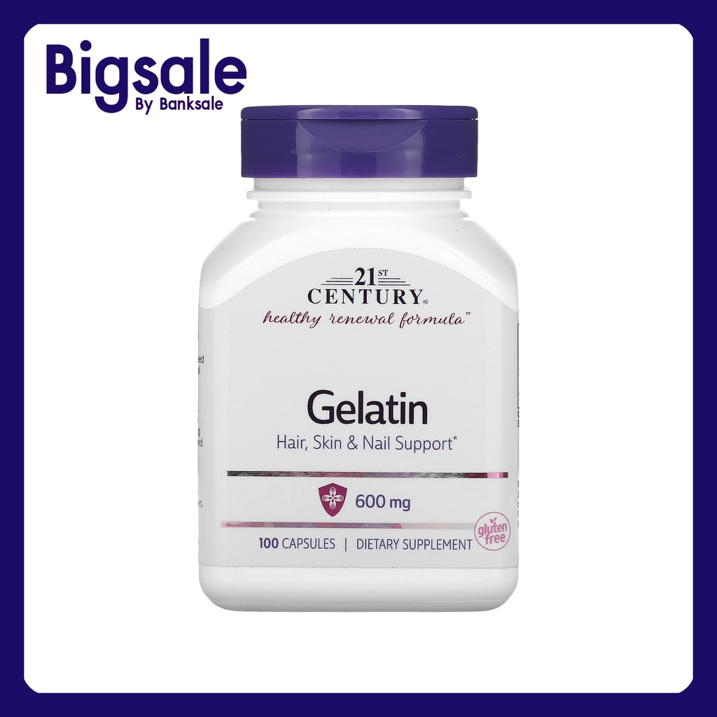 21st Century, Gelatin, 600 mg, 100 Capsules