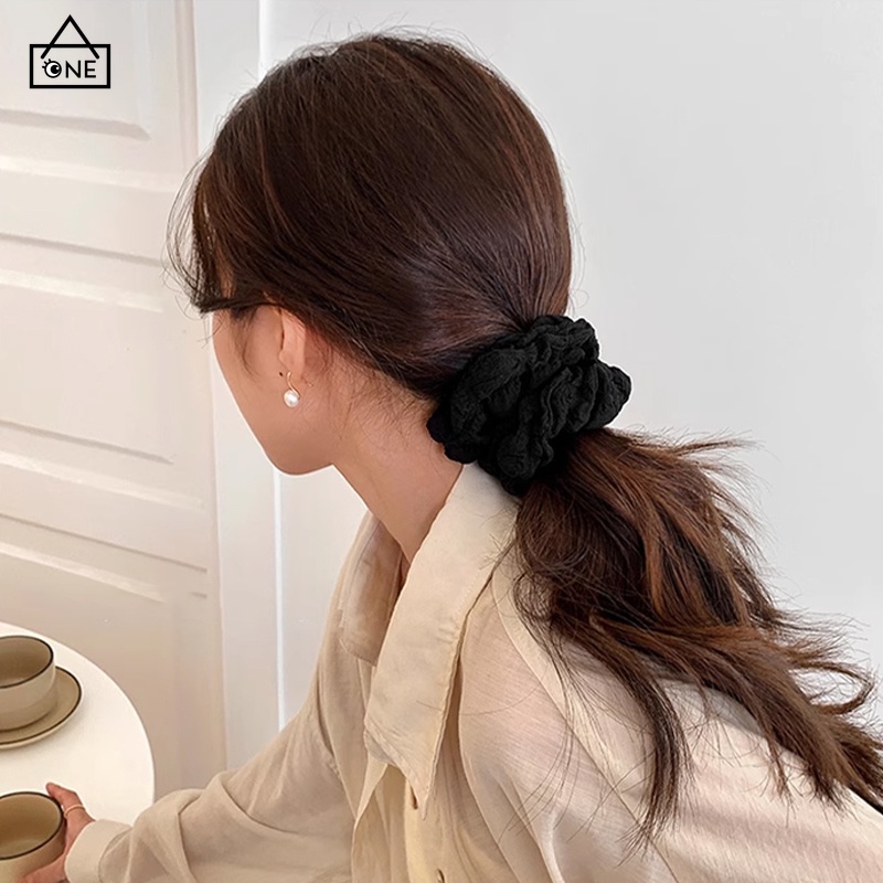 COD❤️ยางรัดผมใหญ่สีพื้นเรียบง่ายสไตล์เกาหลีแฟชั่นความยืดหยุ่นสูงระดับไฮเอนด์หางม้าเครื่องประดับผมสำหรับผู้หญิง-a.one
