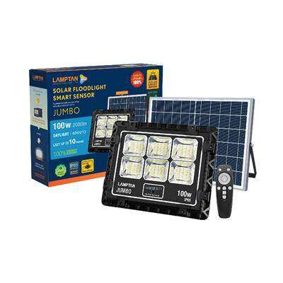 โคมฟลัดไลท์โซลาร์เซลล์ LED 100W DL LAMPTAN รุ่น JUMBO 100W/DL สีดำ