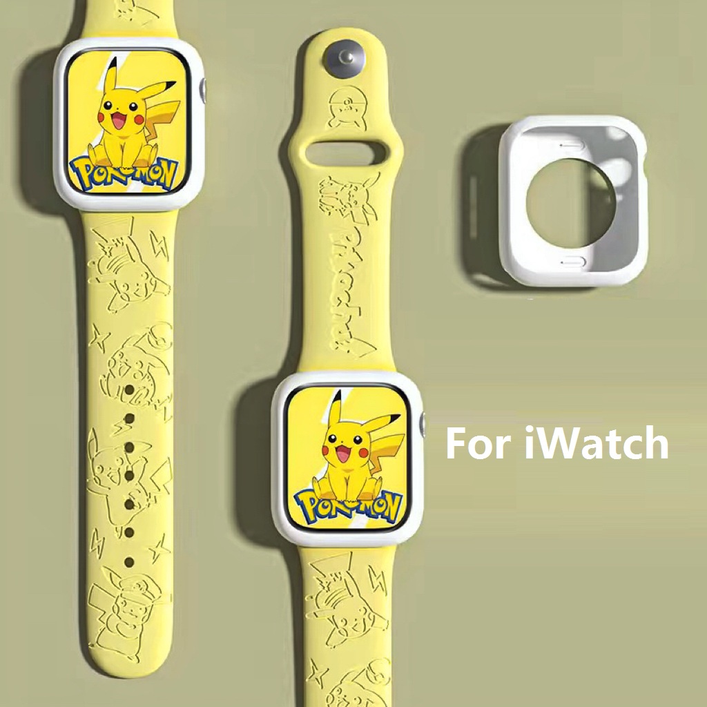 Pokemon Pikachu สายซิลิโคนนุ่มๆ เข้ากันได้ Apple Watch Ultra 49 มม. S9 S8 S7/6/5/4/3/2 SE 2 (41 มม. 45 มม. 40 มม. 44 มม