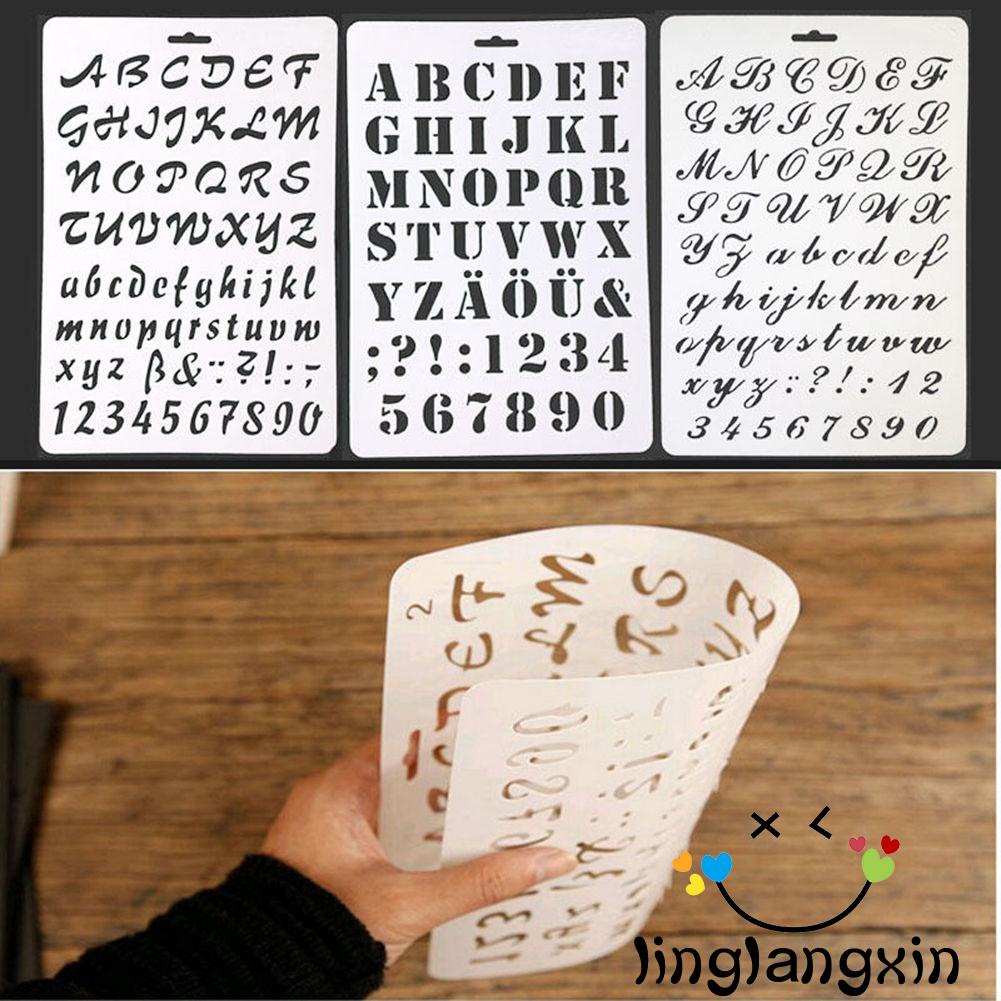 Llx- แม่แบบพลาสติก ลายตัวอักษร และตัวเลข ใช้ซ้ําได้ สําหรับวาดภาพ DIY