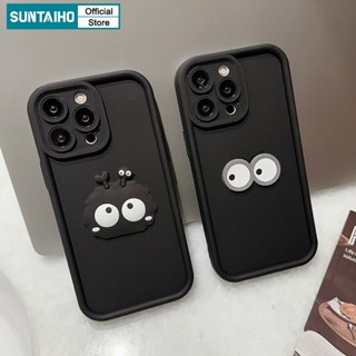 Suntaiho ตาน่ารัก DIY ยิ้มสีดําพรีเมี่ยมซิลิโคนเหลวเคสโทรศัพ…