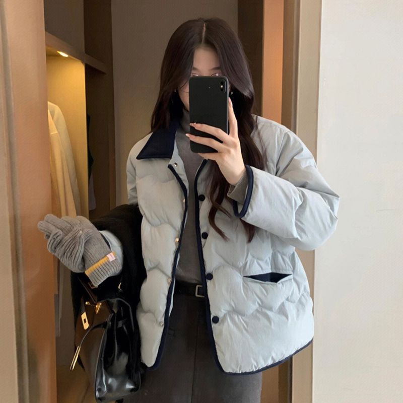 เสื้อโค้ทกันหนาว คอปกโปโล ผ้าลูกฟูก แบบหนา แฟชั่นฤดูหนาว สําหรับผู้หญิง
